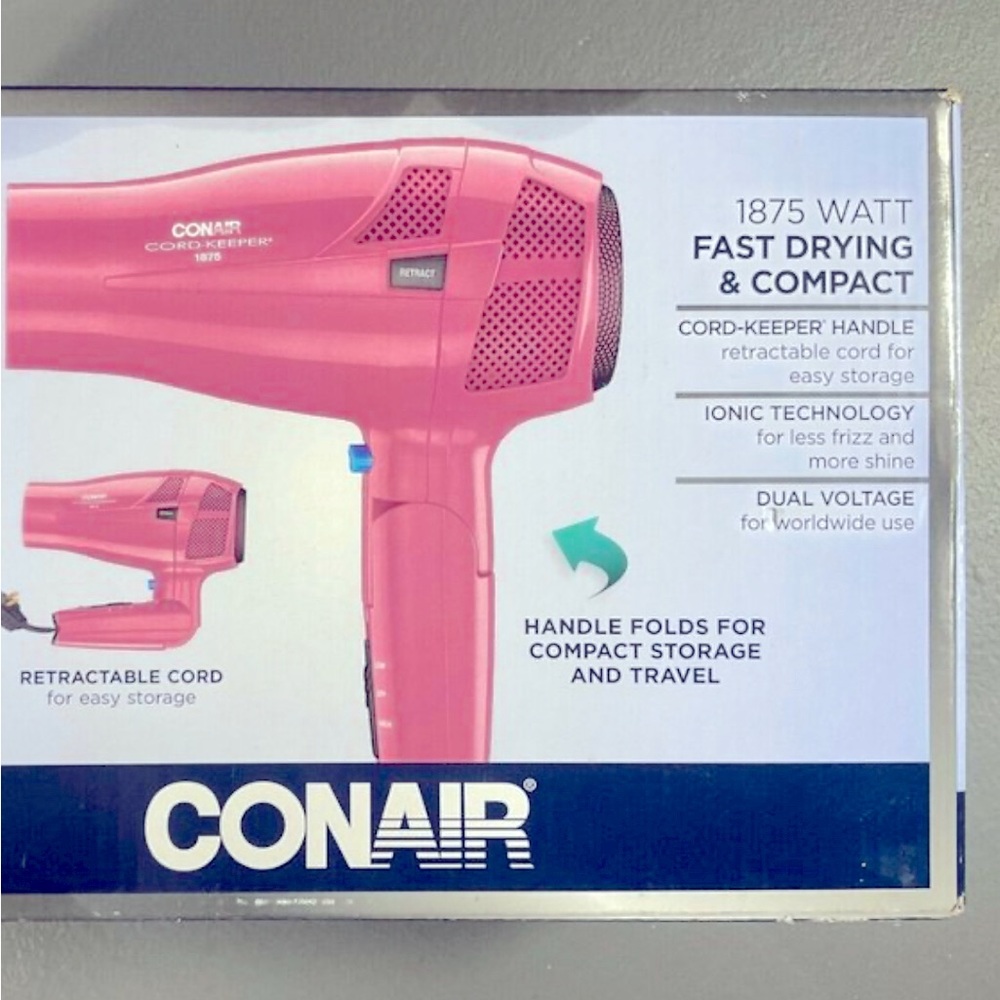 Conair cord-keeper pink blow dryer